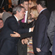 Saludo entre la presidenta de la Corte, doctora Alicia Pucheta, y el ministro de Educación, Enrique Riera.