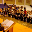 El intendente municipal, Alfredo Stete, dirigiéndose a los homenajeados e invitados especiales.