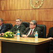 El ministro, Antonio Fretes, junto al director de Marcas y Señales, Arnaldo González; el representante de la ARP, ingeniero Guillermo Soto; y el presidente de la Circunscripción de Ñeembucú, abogado José Insfrán.