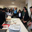 Los estudiantes en la sede judicial de la capital.