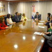 El vicepresidente primero de la Corte Suprema de Justicia (CSJ), doctor Gustavo Santander; la ministra, doctora Carolina Llanes; y los ministros doctores César Diesel y Eugenio Jiménez Rolón, firmaron este viernes 21 de junio el convenio de cooperación.