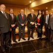 El presidente de la CSJ, César Diesel, junto a los vicepresidentes Carolina Llanes, y Eugenio Jimènez Rolòn, y los ministros Alberto Martínez Simón, Manuel Ramírez Candia y Luis María Benítez Riera, presentes en el acto. 