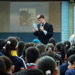 La presentación de la charla estuvo a cargo del Lic. Aldo Ávalos, coordinador del programa Educando en Justicia.