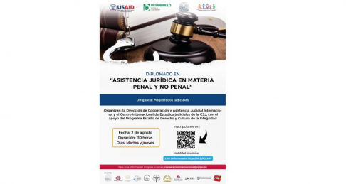 Hasta mañana inscriben para Diplomado en Asistencia Judicial Internacional