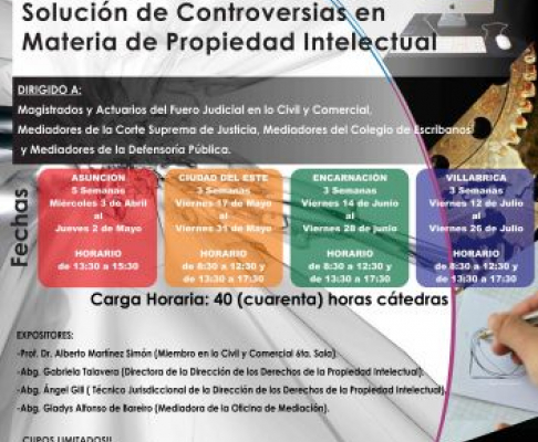 Afiche del seminario sobre Mediación en Propiedad Intelectual.