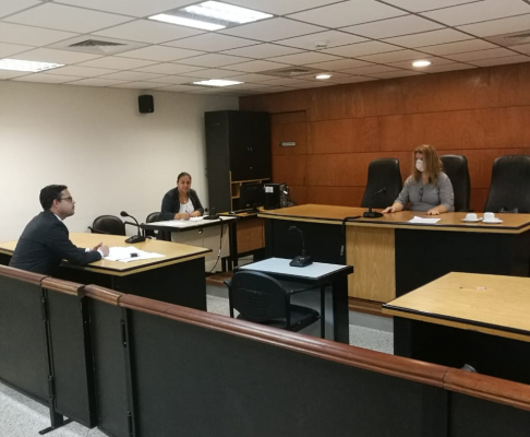 La juez Elsa García durante la audiencia en la causa abierta sobre violencia familiar. 