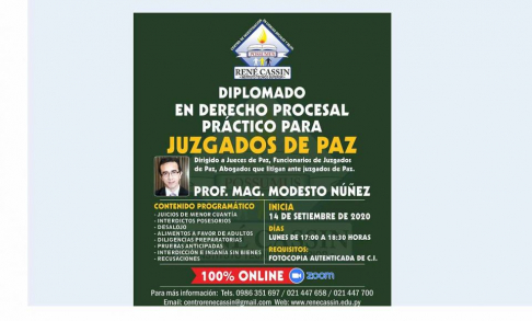 El curso está dirigido a jueces de Paz, funcionarios de juzgados y abogados litigantes.