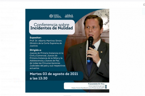 Este martes se realiza conferencia sobre incidentes de nulidad con jueces y actuarios civiles de las distintas circunscripciones