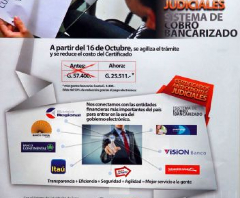 El sistema de pago bancarizado de tasas judiciales significa el ingreso a la era del gobierno electrónico.