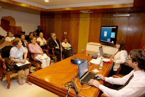 Sala de Videoconferencias de la Corte Suprema de Justicia de Asunción.