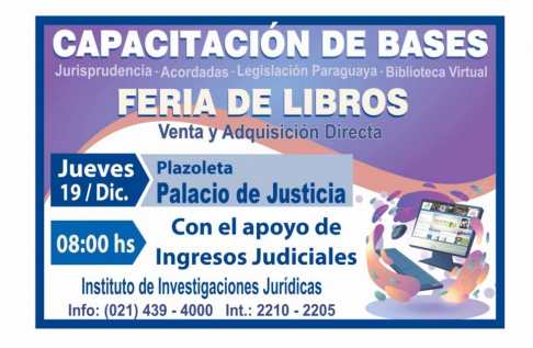 Realizarán feria de libros y capacitación sobre bases de datos jurídicos