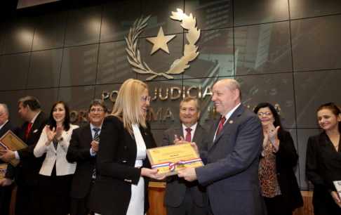 Ceremonia protocolar con la presencia del presidente de la CSJ y superintendente, doctor César Diesel, y los vicepresidentes, Carolina Llanes y Eugenio Jiménez Rolón.