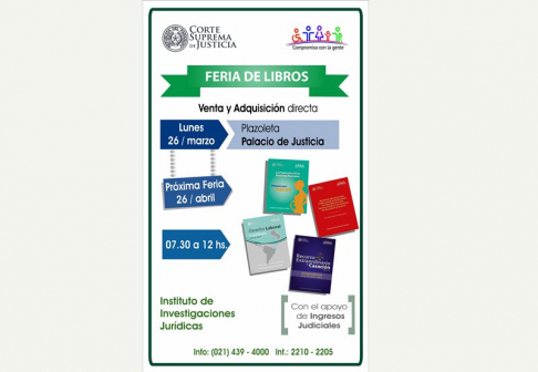 Feria de Libros mensual organizada por el Instituto de Investigaciones Jurídicas de la Corte Suprema de Justicia.