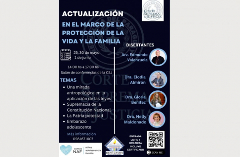 Dictarán curso de actualización sobre Protección de la Vida y la Familia.