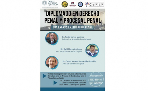 La capacitación estará a cargo de jueces del Poder Judicial.