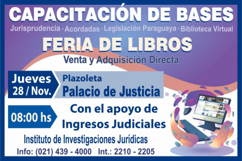 Feria de libros y capacitaciones de datos.