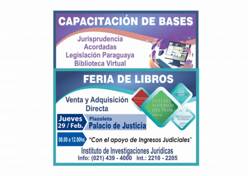 Realizarán feria de libros y capacitación sobre bases de datos jurídicos