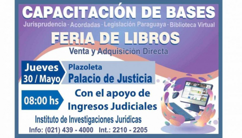 Realizarán feria de libros y capacitación sobre bases de datos jurídicos