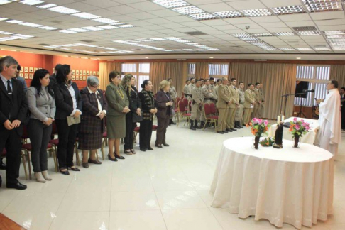 Durante la celebración liturgica en el Salón Auditorio del Palacio 